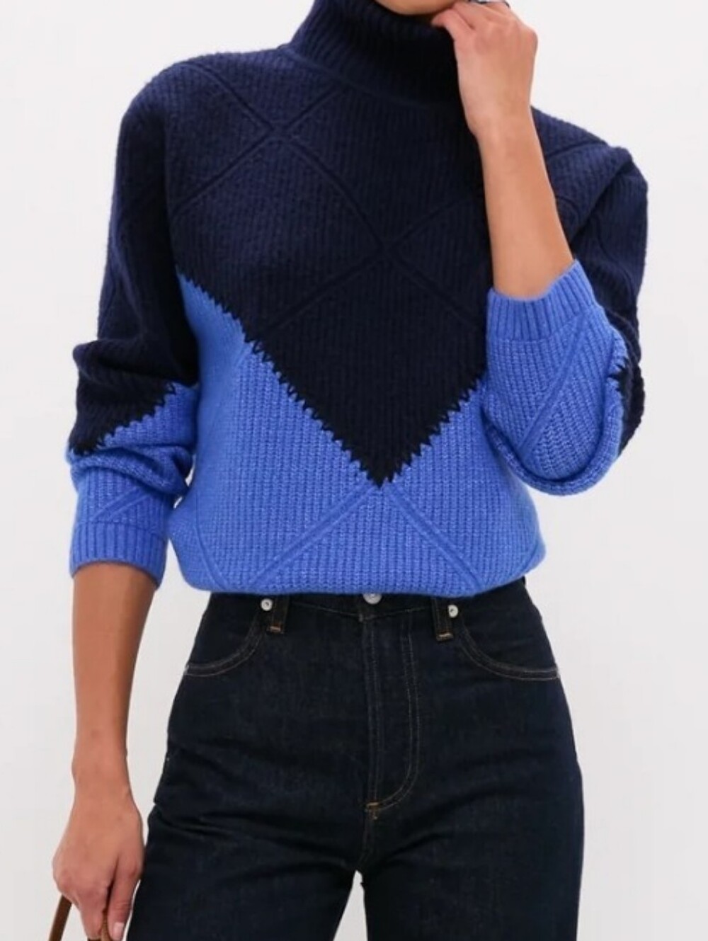 HYACINTH HOUSE Tuckernuck NWT Diamond Demi Turtleneck Navy/blue Size Medium.